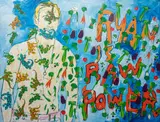 Untitled by James Franco, 2015, oil painting on digital printed canvas, sold May 2023