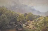 Figure fishing within a lakeland landscape by James Whaite, watercolour, offered Mar 2025