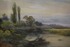 Pastoral river landscape with cattle and figures by John Horace Hooper, watercolour, offered Mar 2025