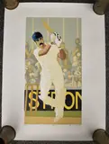 Limited edition screen print of cricketer Graham Gooch 23/75 by Simon King, print, offered Mar 2025