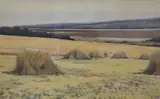 Coastal landscape with agricultural by George M Thraves, watercolour, offered Mar 2025