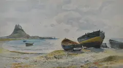 Holy Island Northumberland by Robert Malcolm Lloyd, oil, offered Feb 2025