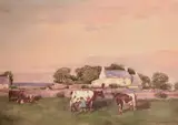 Ayrshire cow being milked by Henry J Lyon, watercolour, offered Jan 2025