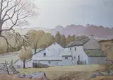 Local autumnal farmstead scene by N J Hepworth, watercolour, offered Jan 2025