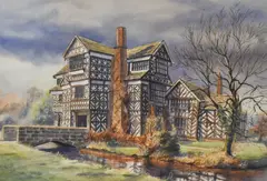 Little Moreton Hall by Clive Pryke, watercolour, offered Dec 2024
