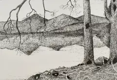 Derwentwater by Neale Holden, ink, offered Dec 2024