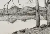 Derwentwater by Neale Holden, ink, offered Dec 2024