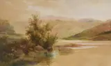 A Lakeland Tarn' signed to the lower right, framed, mounted, and under glass, measuring 23cm x 36cm, & 42cm x 54cm overall by Malcolm Crouse, watercolour, offered Dec 2024