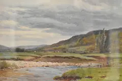 A pleasing landscape with meandering river to by Reginald Aspinwall, watercolour, offered Nov 2024
