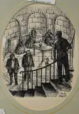 An illustration reportedly for the Radio Times by Faith Jacques, ink, offered Nov 2024