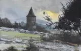 A hilltop folly by Donald Dakeyne, watercolour, offered Nov 2024