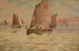 Coastal scene with boats by Joseph Halford Ross, watercolour, offered Nov 2024
