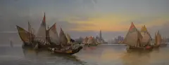A view of The Grand Canal by David Horatio Winder, 1926, oil on board, offered Nov 2024