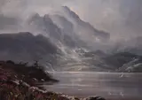 A Scottish Highland landscape with stags by Donald Ayres, oil on canvas, offered Oct 2024