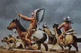 Indians on the War Path by Joy Wilson, oil, offered Oct 2024