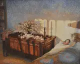 Afternoon Nap by Stephen Darbishire, oil on board, offered Oct 2024