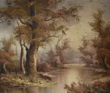 An autumnal by Irene Cafieri, oil on board, offered Oct 2024