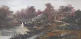 An autumnal landscape with arched bridge by S. Cartledge, oil on board, offered Oct 2024
