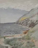 Fleshwick Bay, Isle of Man by Harold Gilbert, watercolour, offered Oct 2024