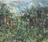 Summer Garden by Elizabeth Douglas, acrylic and gouache, offered Oct 2024