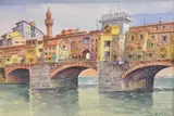 Firenze: Ponte Vecchio by Giovani Ospitali, watercolour, offered Oct 2024