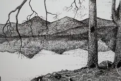Derwentwater by Neale Holden, ink, offered Oct 2024