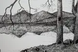 Derwentwater by Neale Holden, ink, offered Oct 2024