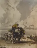 Work horses in a harbour by Ferdinand Jean Luigini, print (other), offered Oct 2024