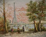 A Parisian scene featuring the River Seine and the Eiffel by M. Church, oil on board, offered Oct 2024