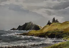 Near Staffin Head, Skye by E.Grieg Hall, watercolour, offered Oct 2024