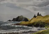 Near Staffin Head, Skye by E.Grieg Hall, watercolour, offered Oct 2024