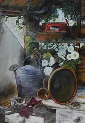 The Hayloft by Kevin Hockaday, acrylic, offered Oct 2024