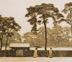 Courtyard of the Meiji Shrine by Werner Bischof, Silver gelatin estate print, image size, sold Mar 2026