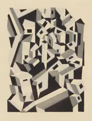 Riponelli: A Village in Lemnos by Edward Wadsworth, woodcut, sold Feb 2026