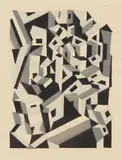 Riponelli: A Village in Lemnos by Edward Wadsworth, woodcut, sold Feb 2026