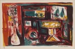 Harlequin by Elizabeth Blackadder, pencil, sold Feb 2026