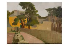The village lane by Jules Eugene Pages, oil on board, sold Feb 2026