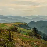 Mountainous walk by Helmut Reuter, oil on canvas, sold Feb 2026
