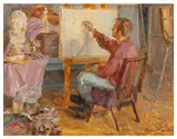 The Artist's Studio by Igor Juk, oil on canvas, sold Feb 2026