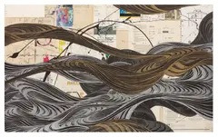 Untitled by David Ellis, acrylic and collage on wood, offered Feb 2026