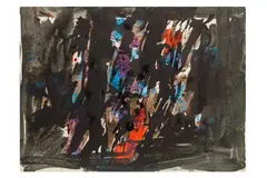 Untitled abstract composition by William Gear, mixed media on paper, sold Feb 2026