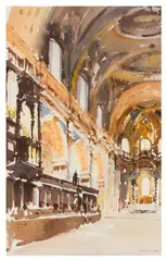 Church Interior signed 'John Yardley' (lower right) watercolour Dimensions:60 x 38.5 cm by John Yardley, watercolour, sold Feb 2026