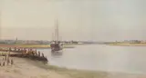 Thames barge by John Barlow Wood, Wood, sold Feb 2026