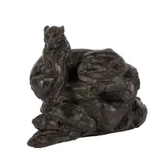 Maquette for Leopard Lying on Rocks II by Dylan Lewis, bronze, sold Feb 2026