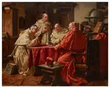 Monks and Cardinals by Fritz Wagener, oil on canvas, sold Jan 2026