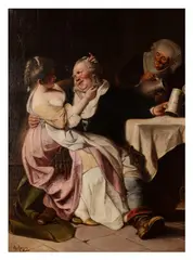 Tavern scene by Henri Royer, oil on canvas, offered Jan 2026
