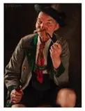Having a smoke by Richard Nitsch, oil on panel, sold Jan 2026