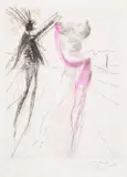 Le Buste by Salvador Dalí, Etching with hand colouring in watercolour and gold, sold May 2025