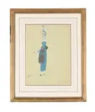 Maid in blue by Cecil Beaton, Watercolour, pencil and fabric heightened with white, sold Apr 2025