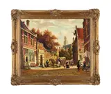 Horse and cart in a cobbled street by Pieter Cornelis Steenhouwer, Oil on panel, sold Apr 2025